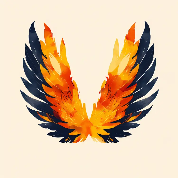 Yellow and Black Feathered Wings Design
