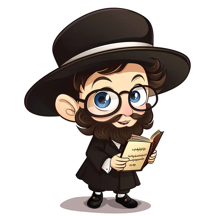 Bearded Man with Glasses Reading a Book
