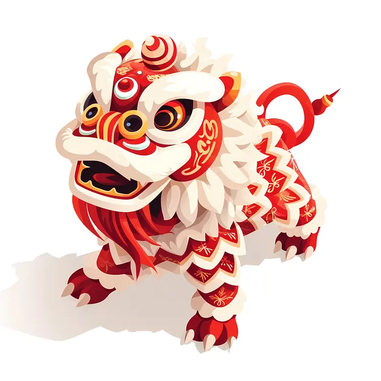 Cute Lion Dance Illustration