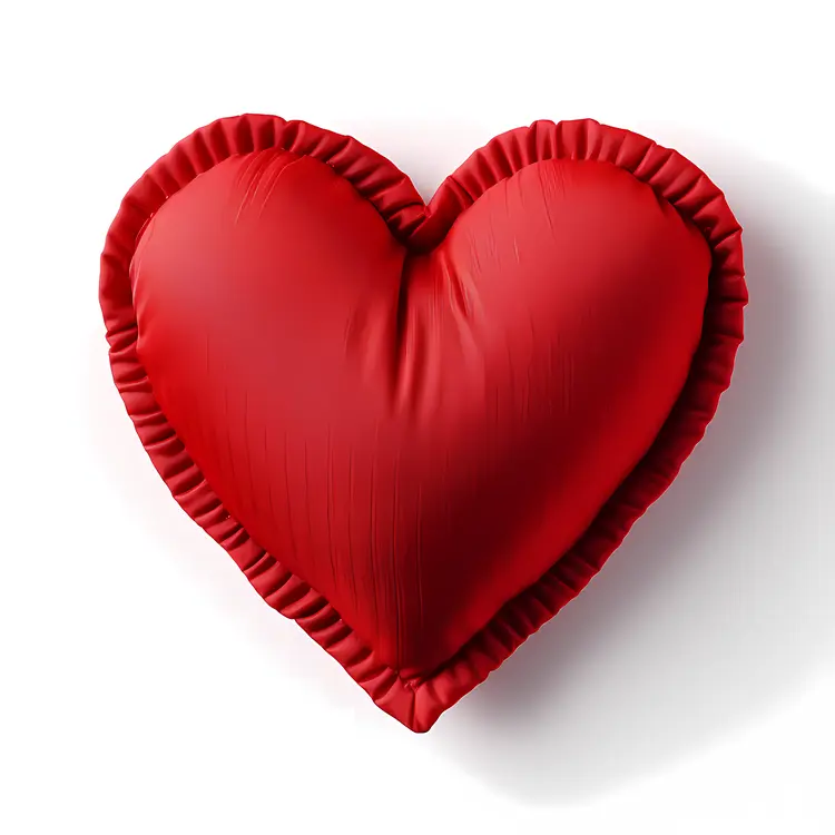 Red Heart Pillow with Ruffled Edges