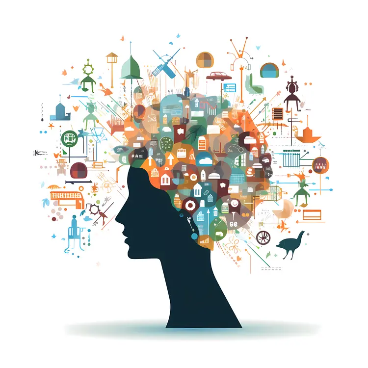 Imaginative Silhouette with Colorful Elements