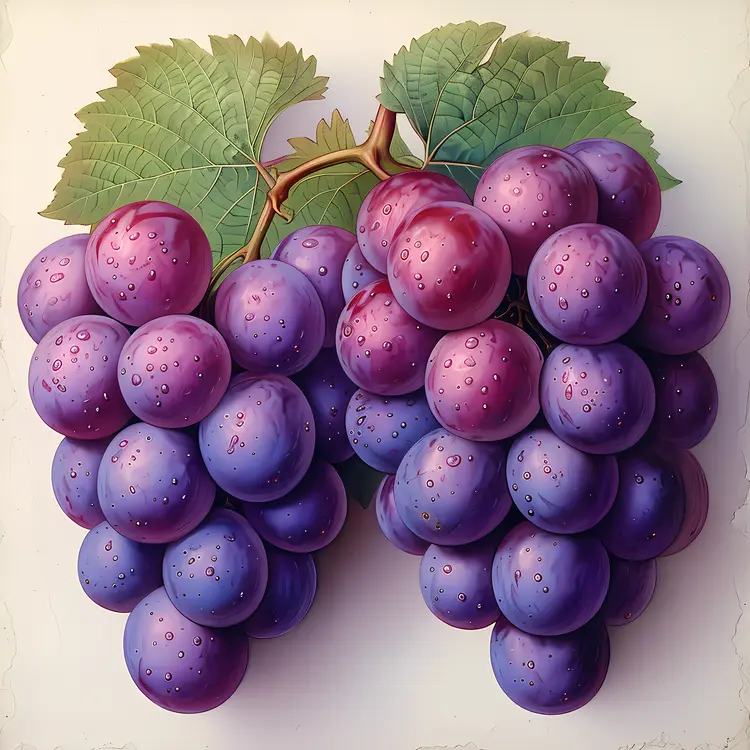 Fresh Cluster of Purple Grapes