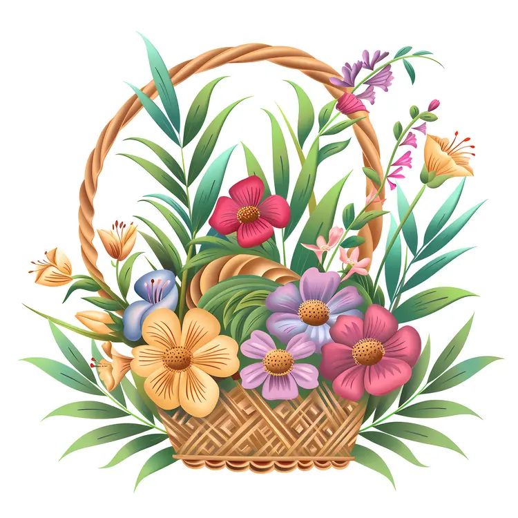 Basket of Colorful Flowers