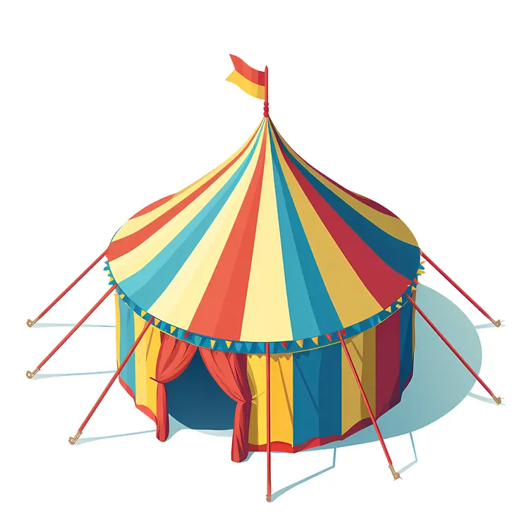 Colorful Circus Tent with Red and Yellow Stripes