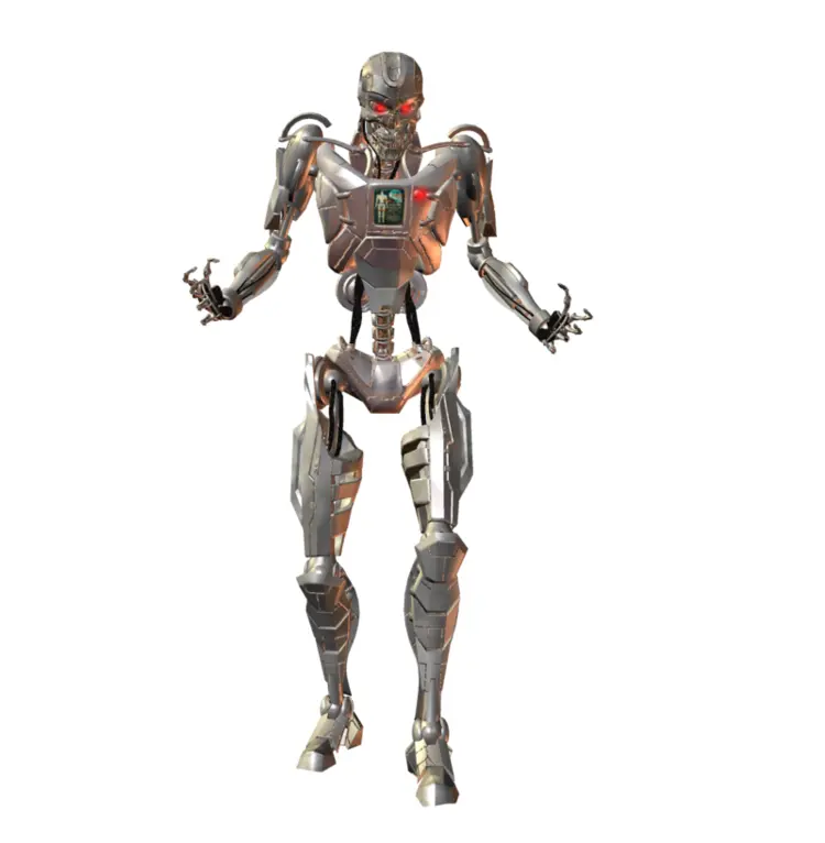 Front View of a Metallic Robot