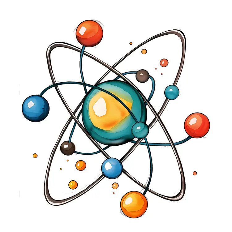 Simple Atom Illustration with Electrons and Nucleus