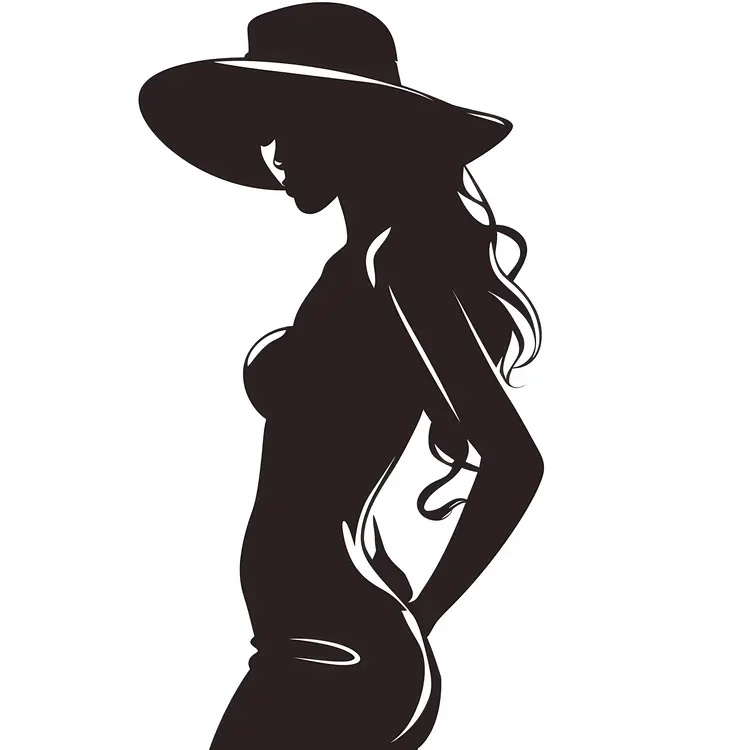 Stylish Silhouette of a Woman with a Hat