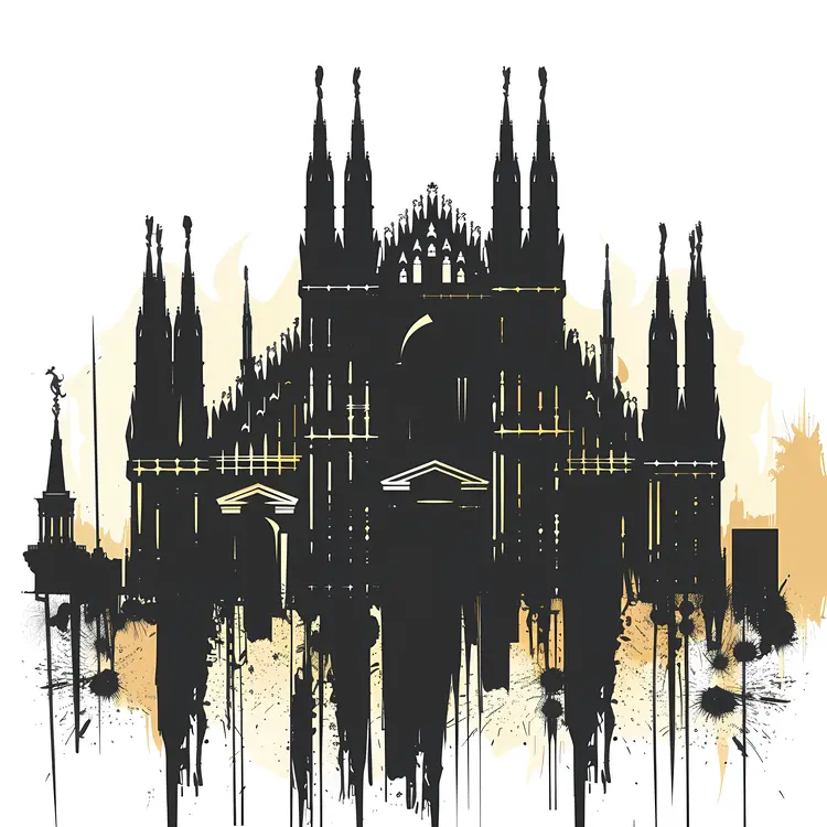 Abstract Gothic Cathedral with Splashes