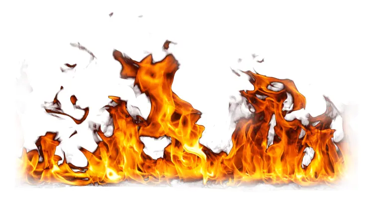 Intense Flames on Transparent Background