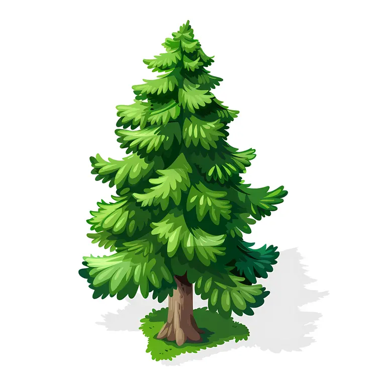 Green Pine Tree Cartoon Style