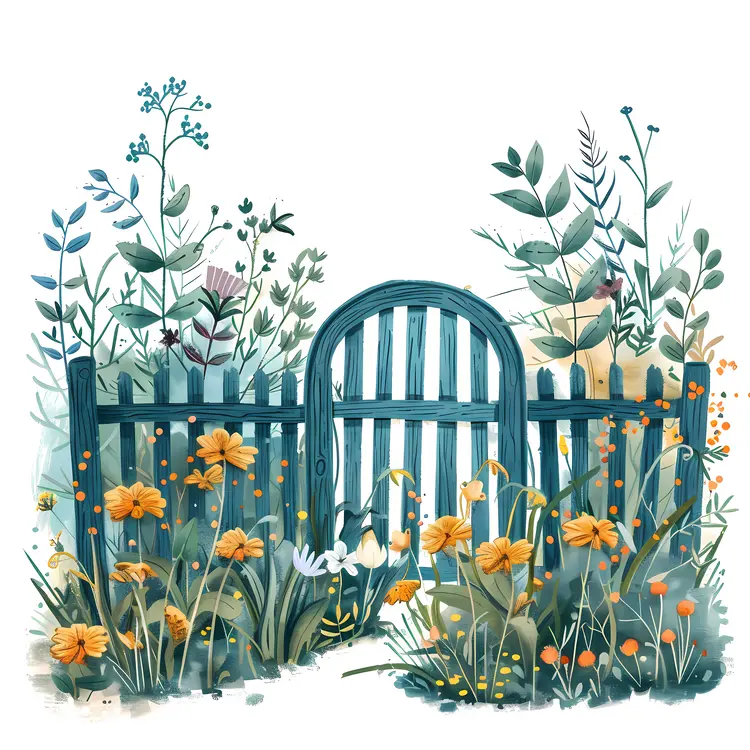 Wooden Gate with Floral Surroundings