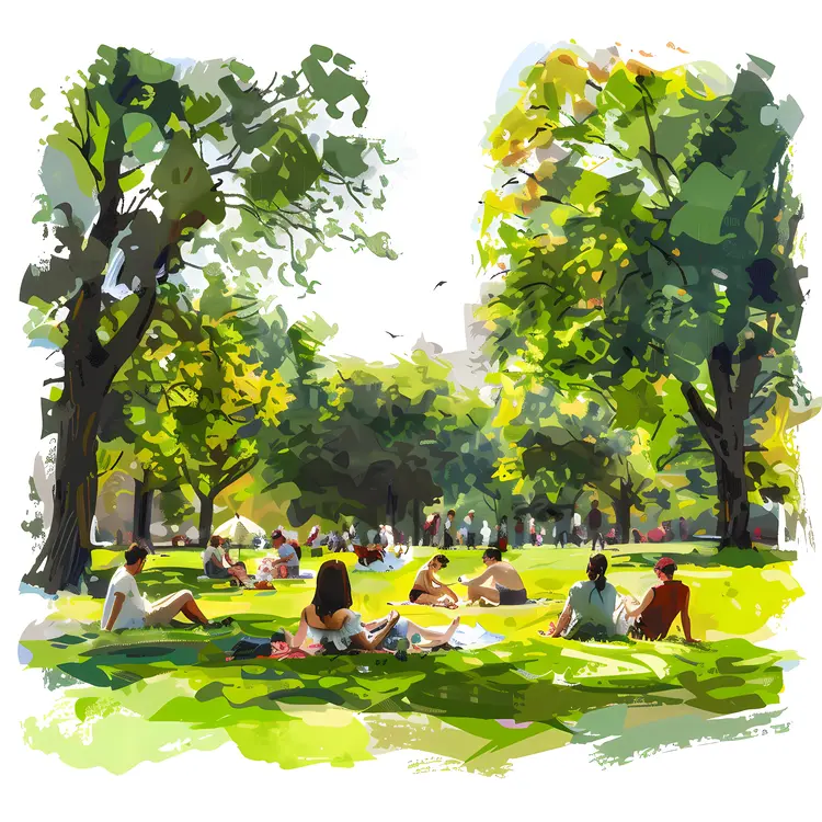 Sunny Day in a Busy Park