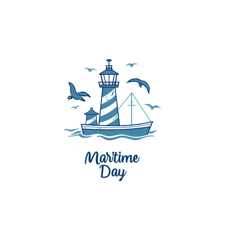 Lighthouse and Boat for Maritime Day