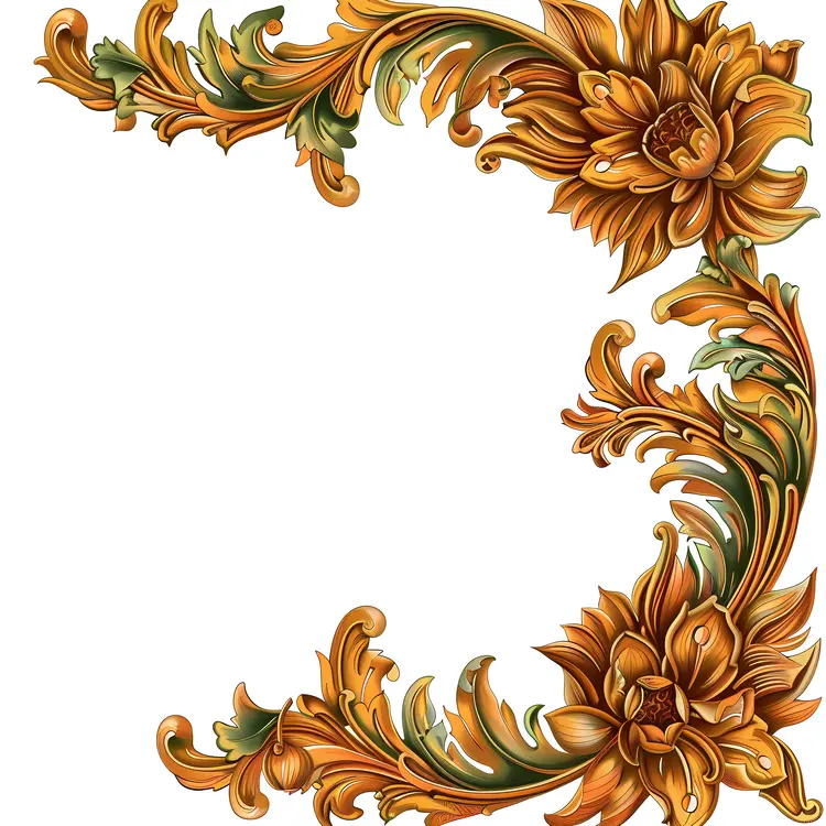 Golden Ornate Floral Corner Design