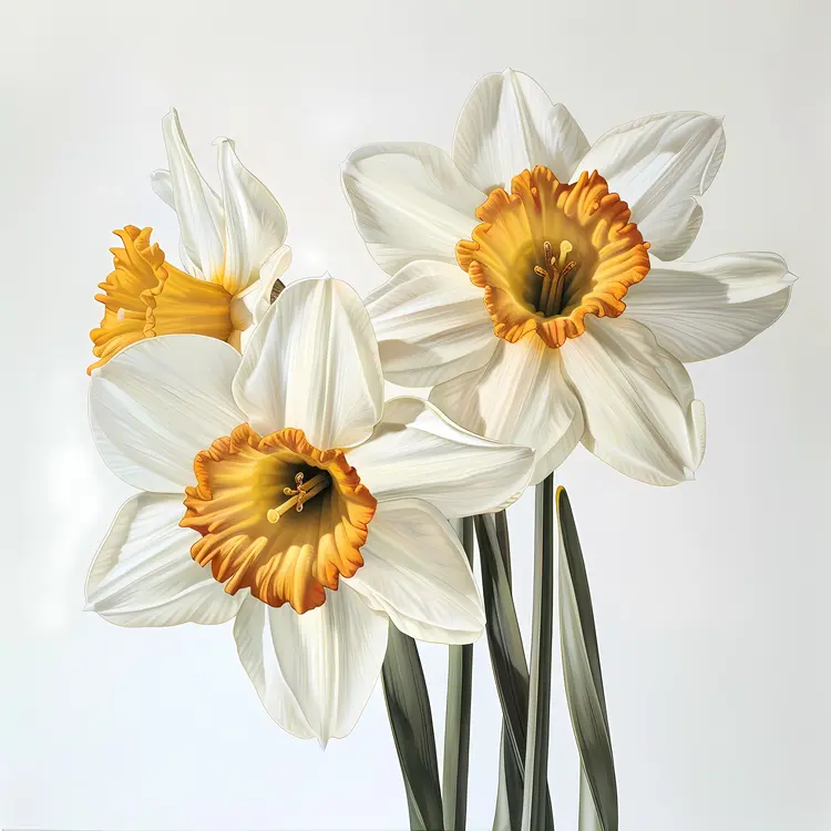 White Daffodils with Orange Centers
