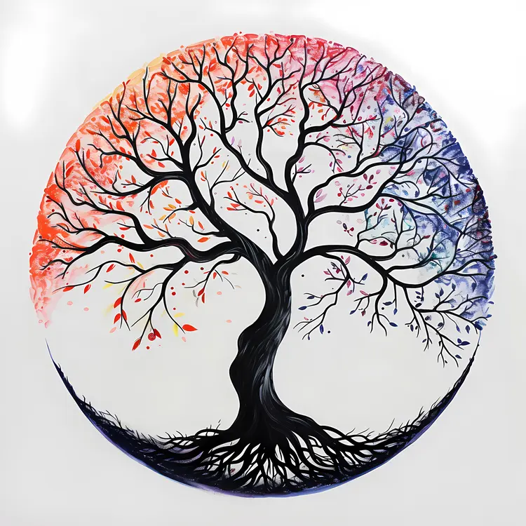 Vibrant Tree of Life with Colorful Leaves