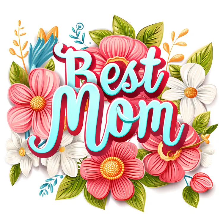 Best Mom Floral Illustration