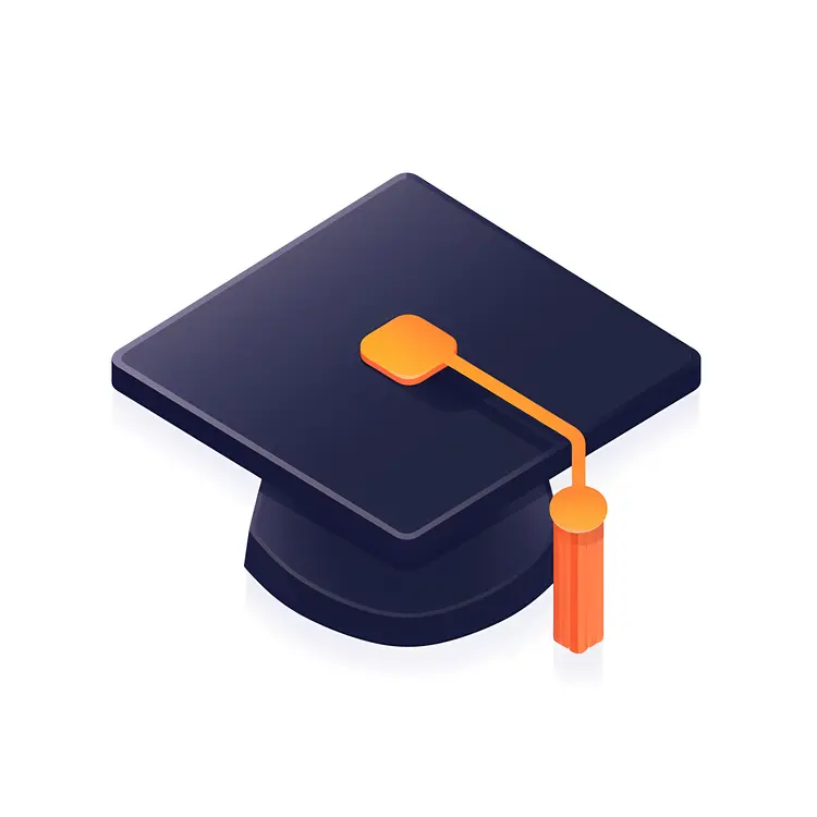 Graduation Cap with Orange Tassel