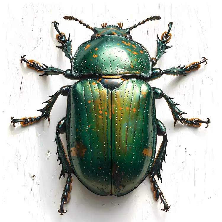 Green Beetle with Detailed Patterns