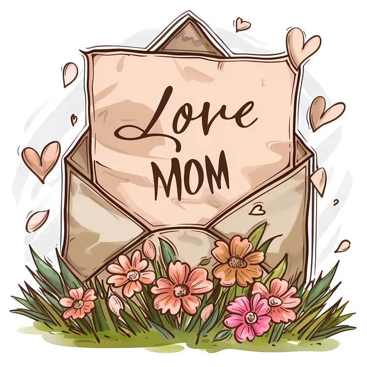 Love Mom Card with Flowers