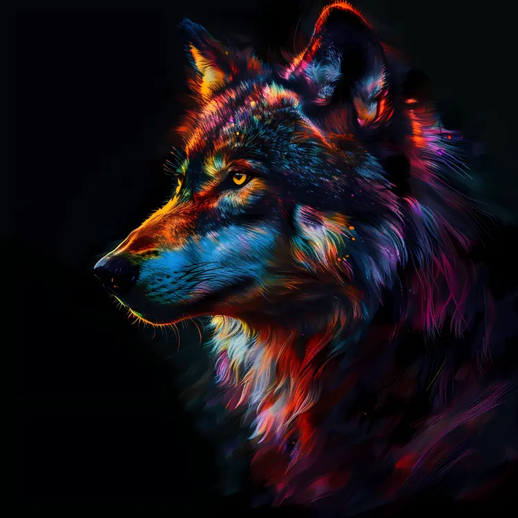 Colorful Wolf Art Painting