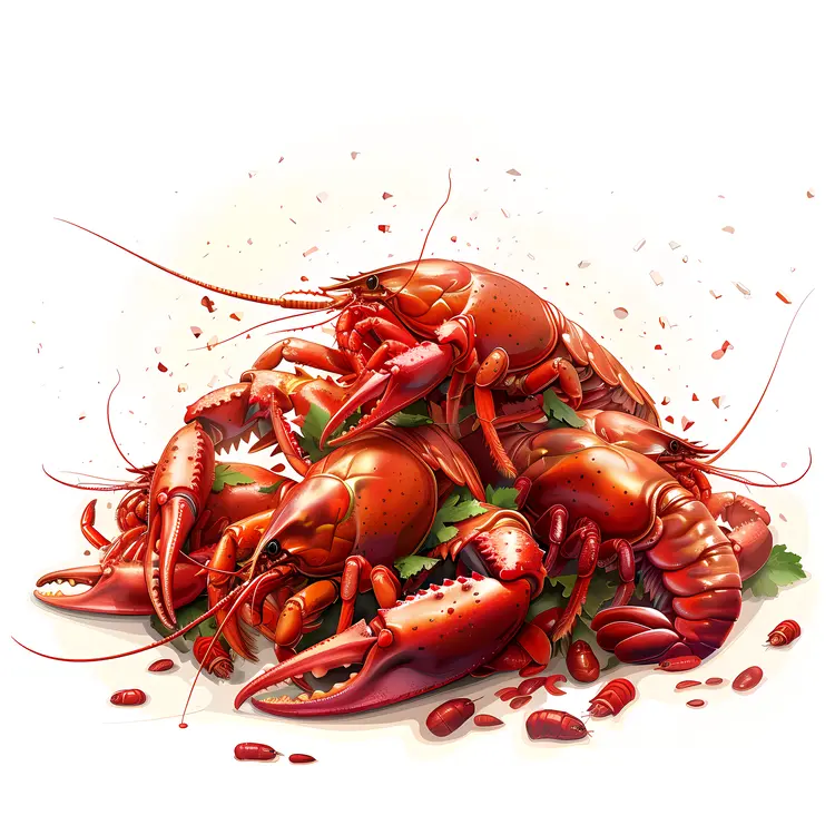 Pile of Lobsters with Herbs