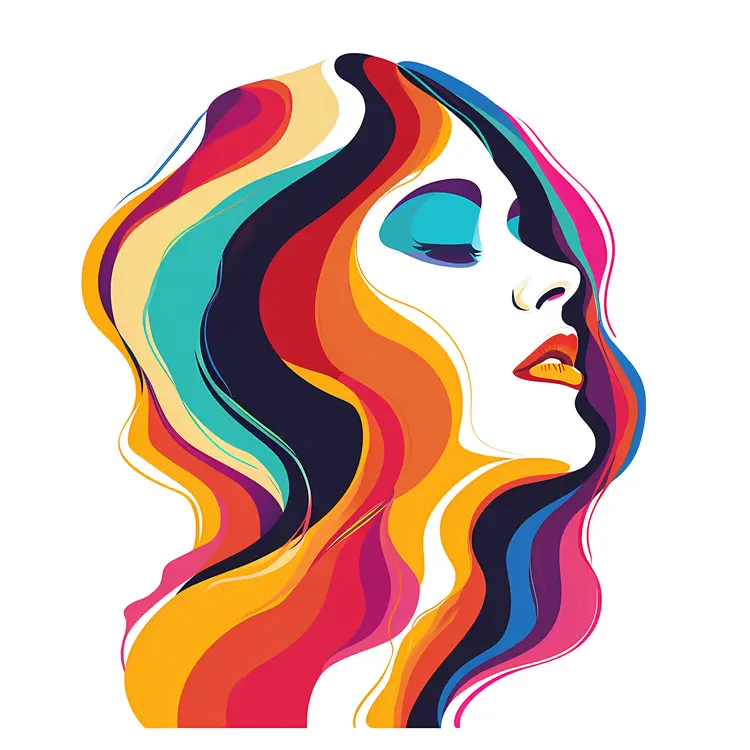 Colorful Abstract Woman Profile