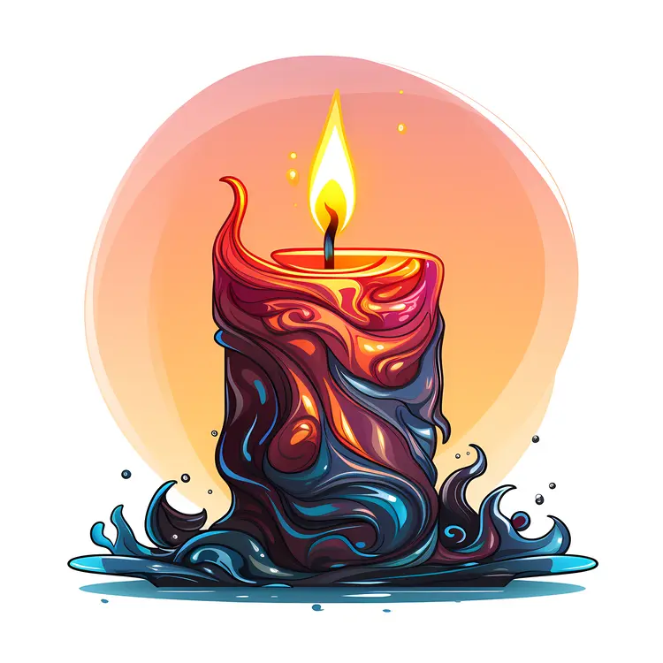 Single Colorful Candle with Artistic Wax