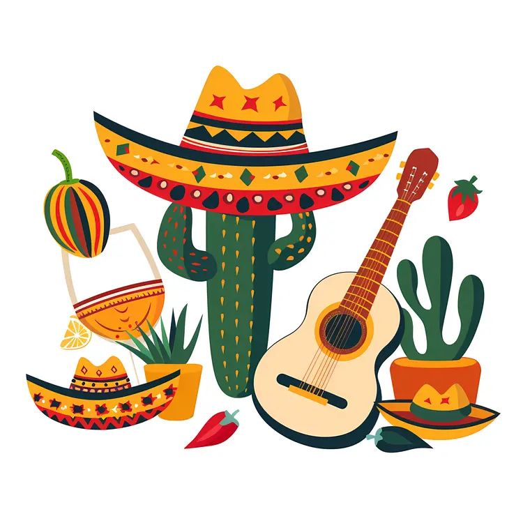 Mexican Cultural Elements with Sombrero