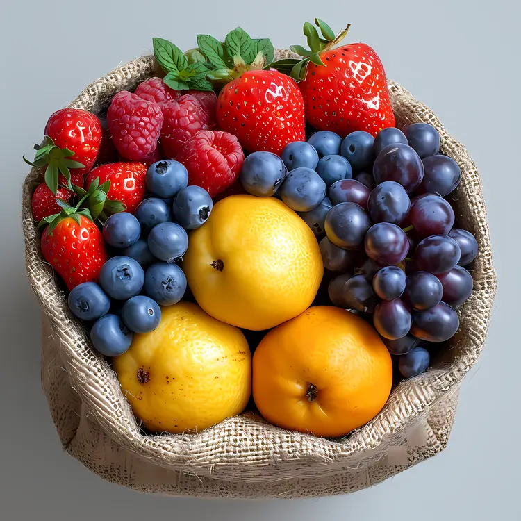 Fresh Fruit Basket with Strawberries and Pears