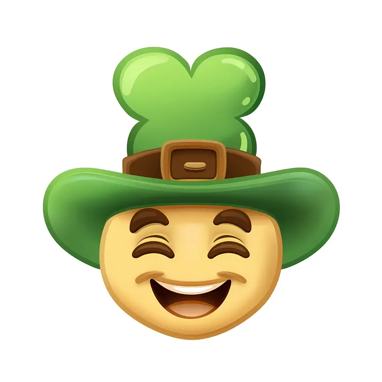 Smiling Leprechaun Emoji with Green Hat