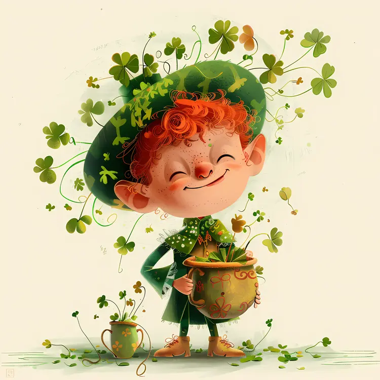 Smiling boy with pot for St. Patrick's Day