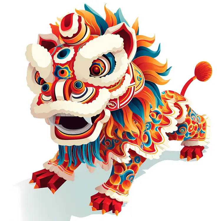 Colorful Traditional Lion Dance Figure