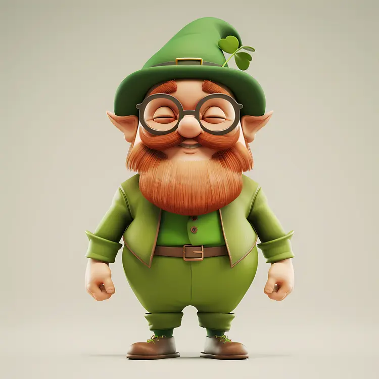 Leprechaun with Glasses and Green Hat