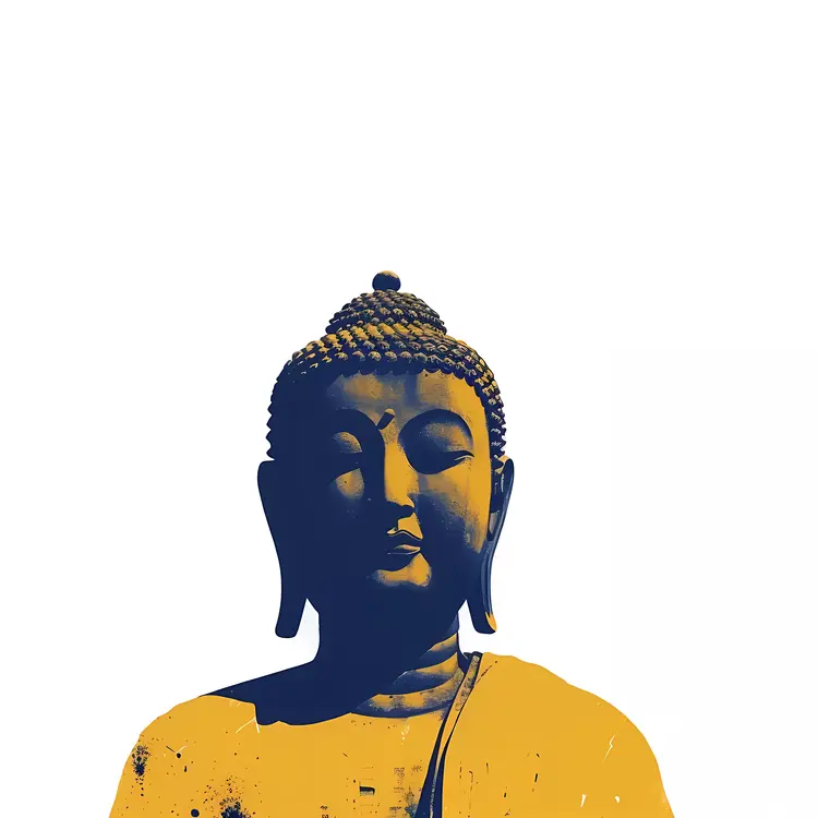 Yellow and Blue Buddha Statue Illustration