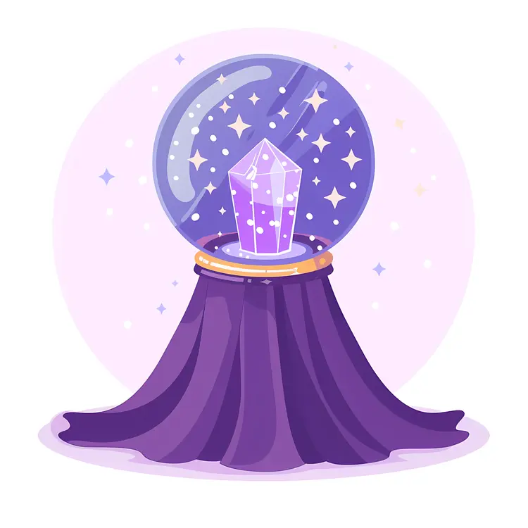 Mystical Crystal Ball with Purple Cloth