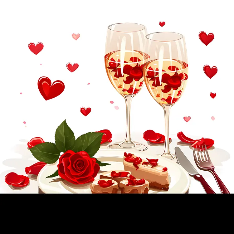 Romantic Dinner with Wine and Rose