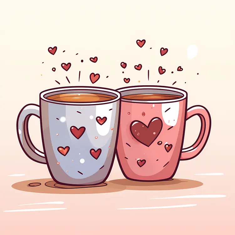 Two Heart Cups with Coffee