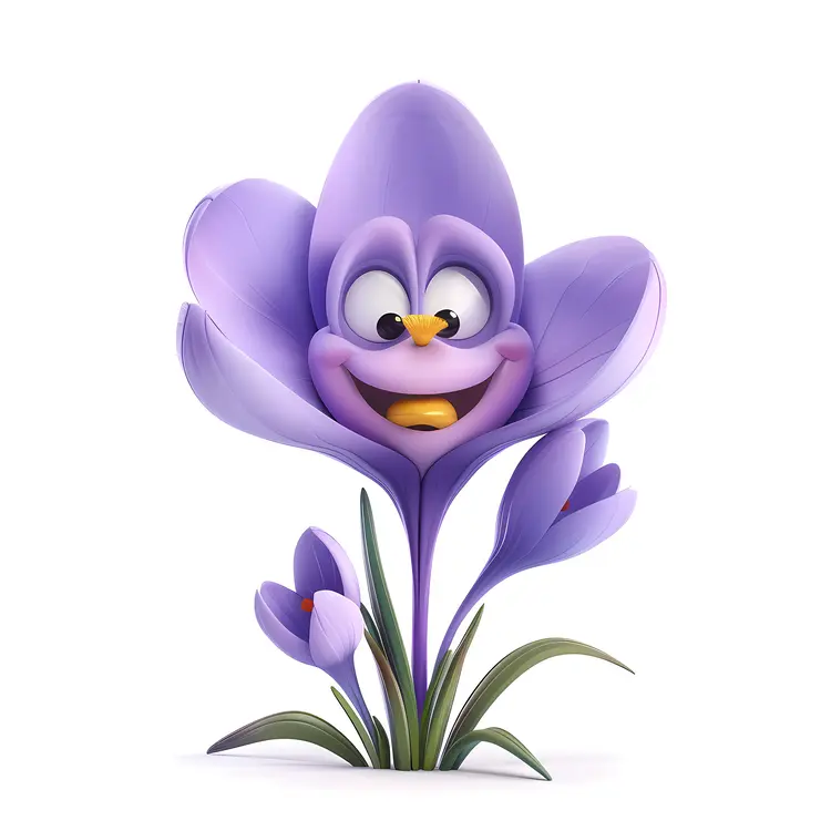 Happy Purple Flower Cartoon