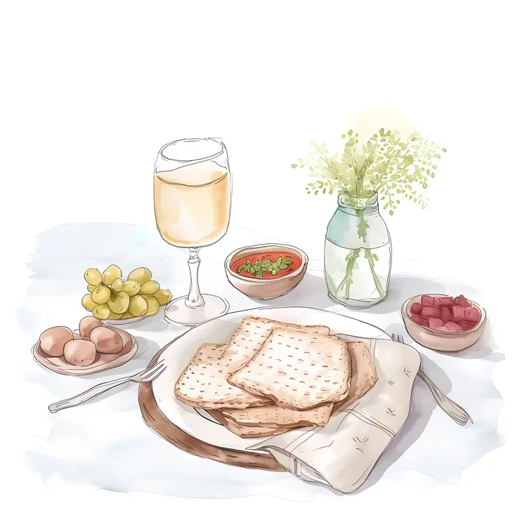 Bread and Wine with Grapes and Herbs