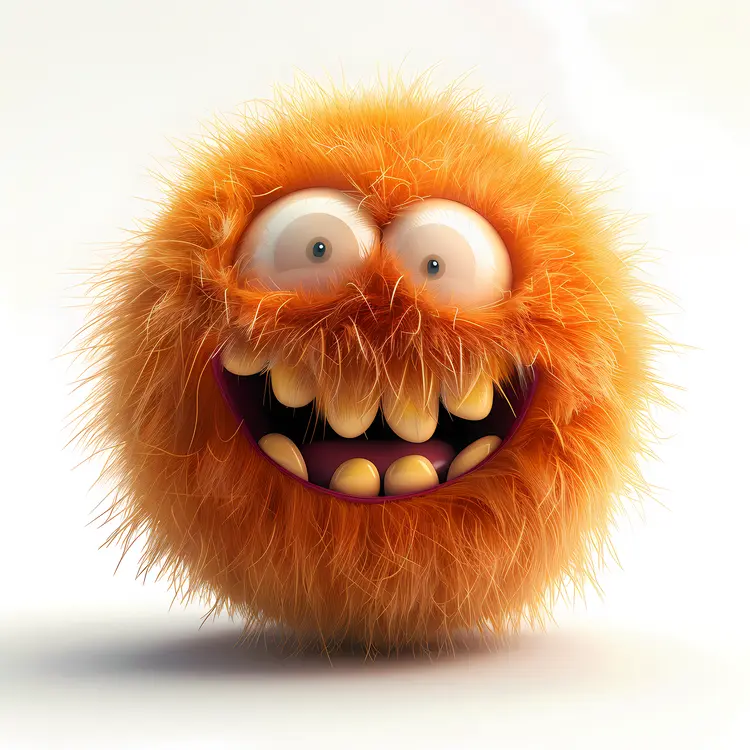 Cute Smiling Orange Furry Ball