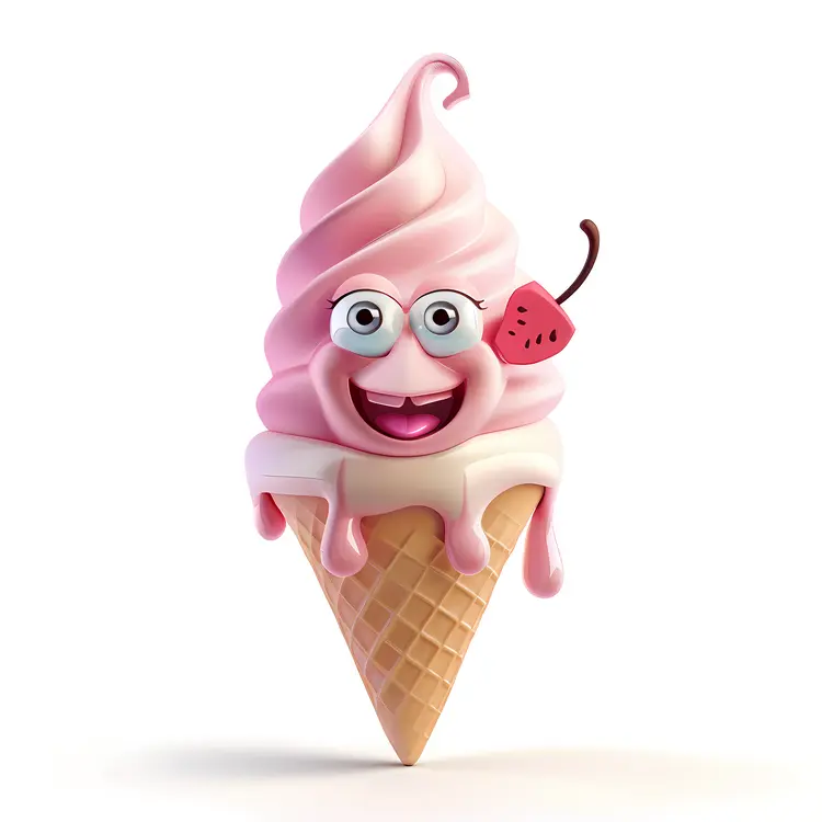 Cheerful Ice Cream with Cherry