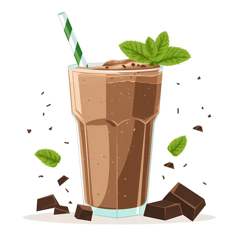 Chocolate Milkshake with Mint Leaves