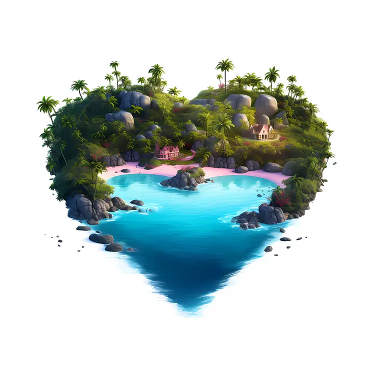 Tropical Heart-shaped Island
