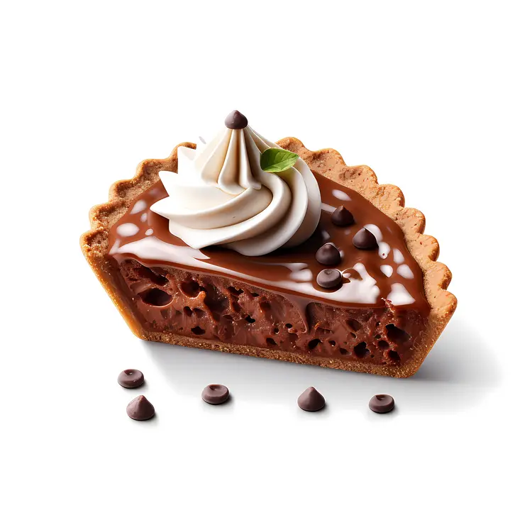 Chocolate Pie Slice with Cream