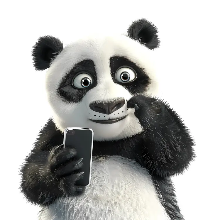 Panda Taking a Selfie with Smartphone