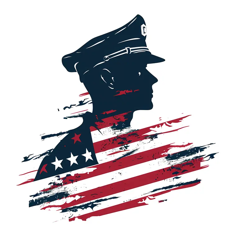 American Soldier Silhouette with Flag