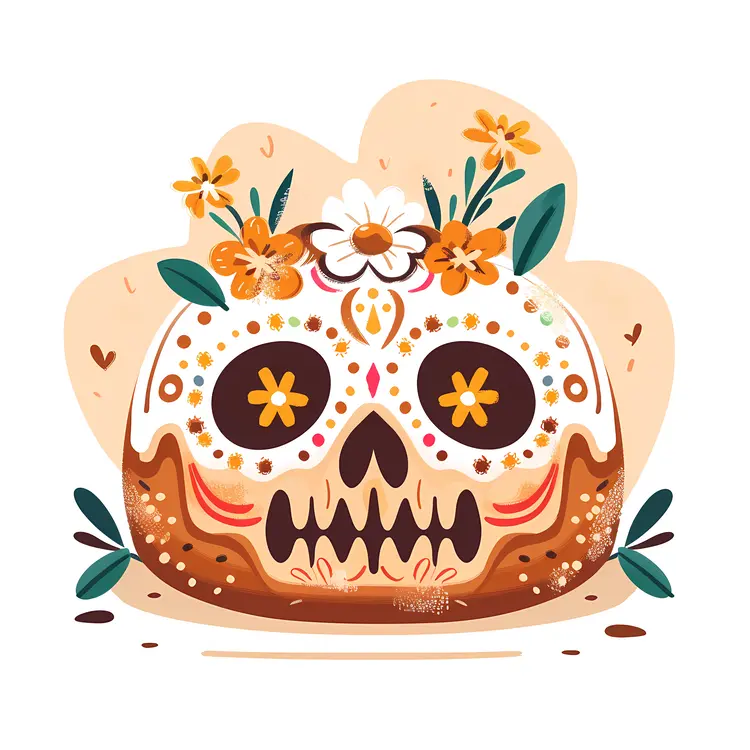 Decorated Bread with Skull Design