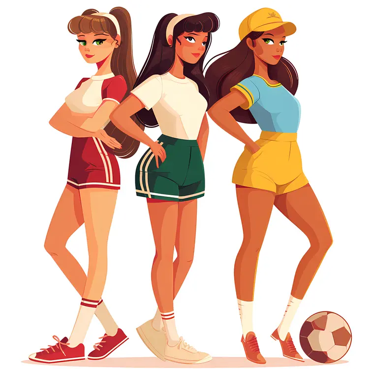 Illustration of Female Soccer Players