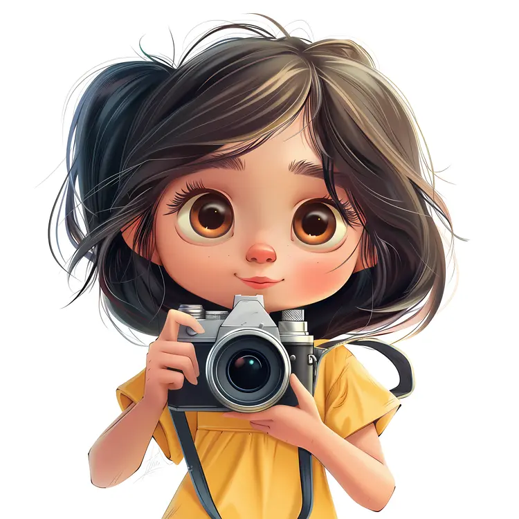Cartoon Girl with Camera